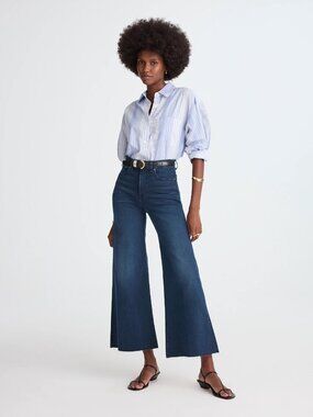 Madewell Petite Flared Wide-Leg Crop Jeans in Kingston Wash, Size 26 Petite
